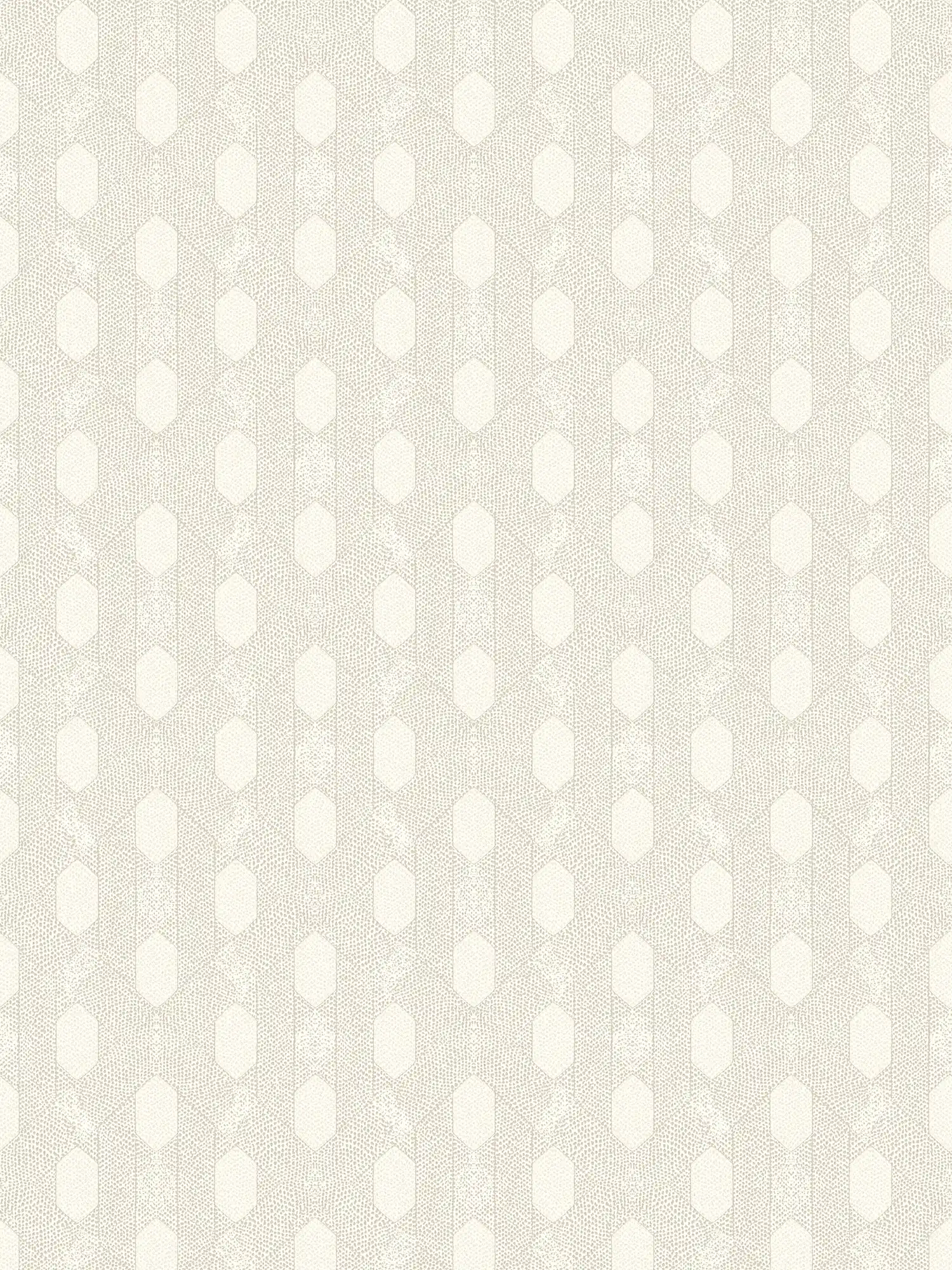 Non-woven wallpaper with geometric dots pattern - grey, gold, cream
