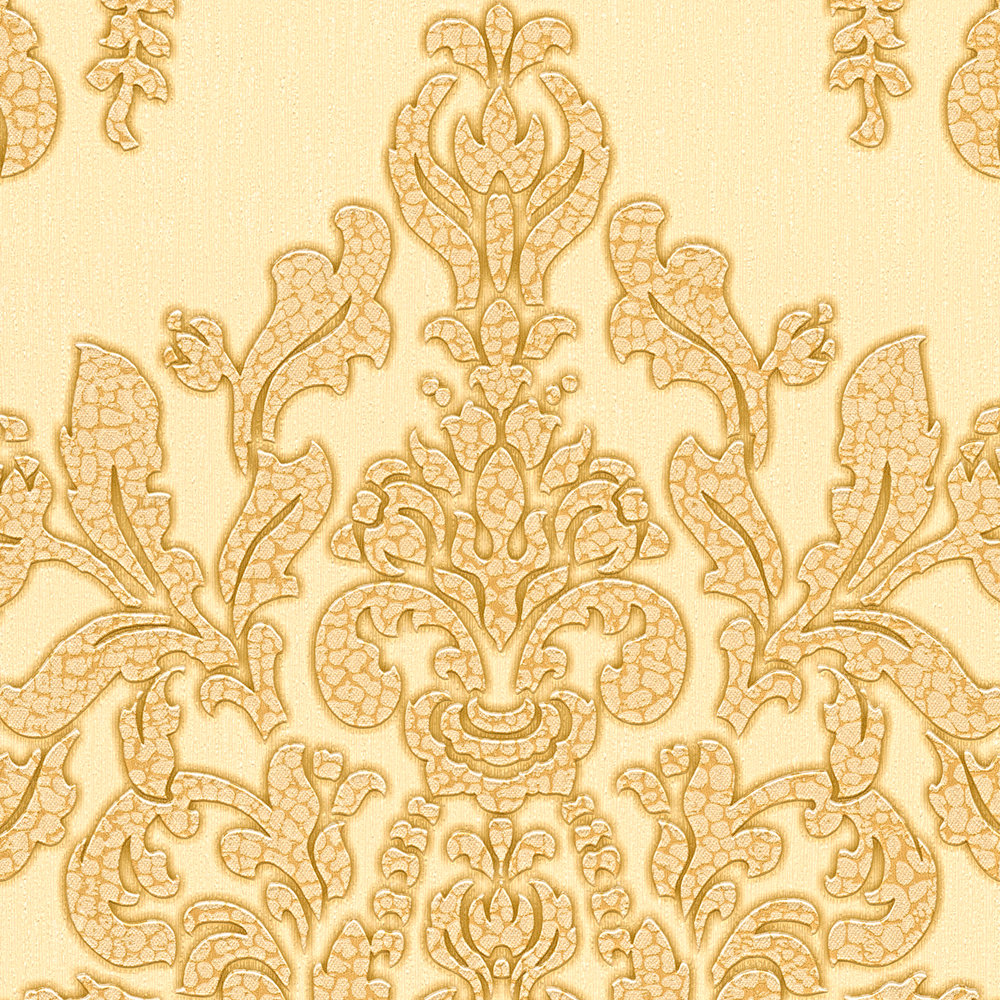             Ornament non-woven wallpaper gold with crackle effect - metallic
        