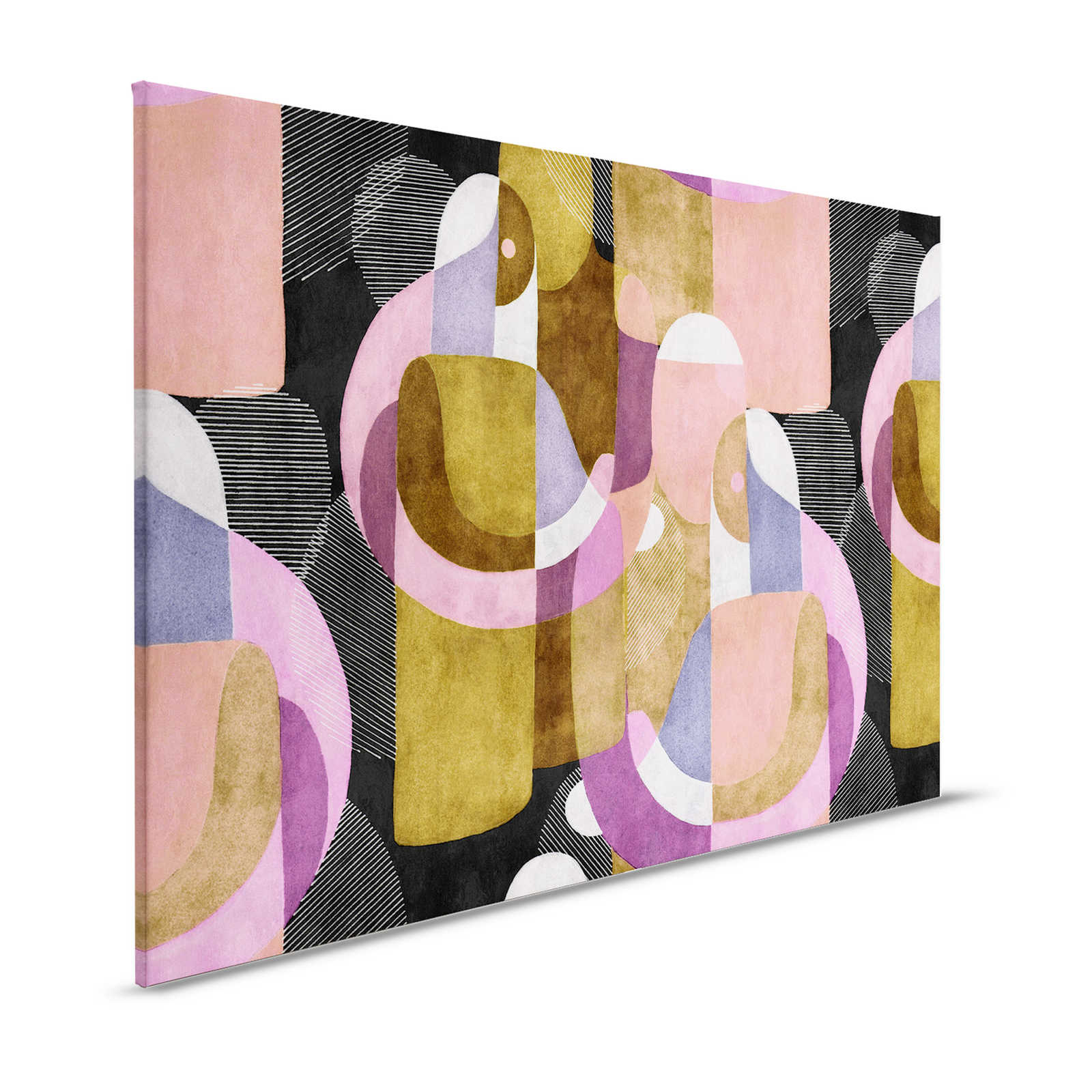 Luogo d'incontro 3 - Quadro su tela Etno design in stile Colour Block colorato - 1,20 m x 0,80 m

