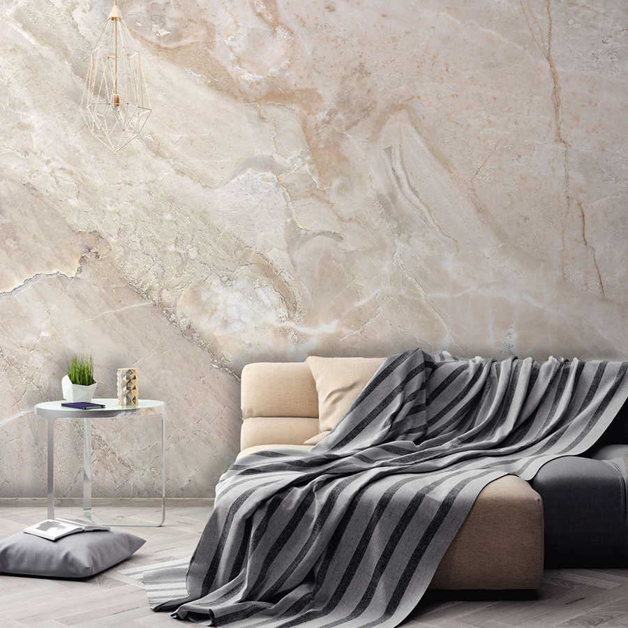 Marble-look Close-Up Wallpaper - Beige, White

