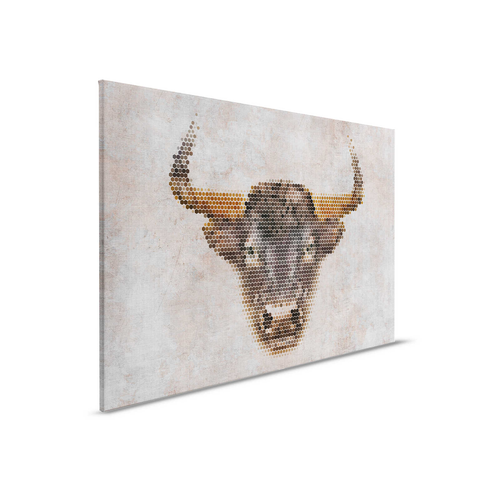         Big three 2 - Canvas painting, natural linen structure in concrete look with buffalo - 0.90 m x 0.60 m
    