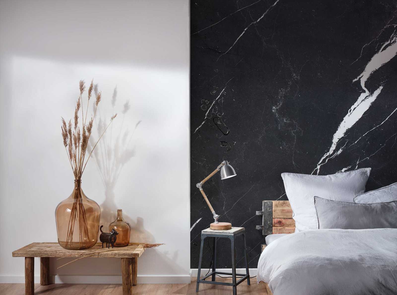             Photo wallpaper black marble white marbled - Black, White
        