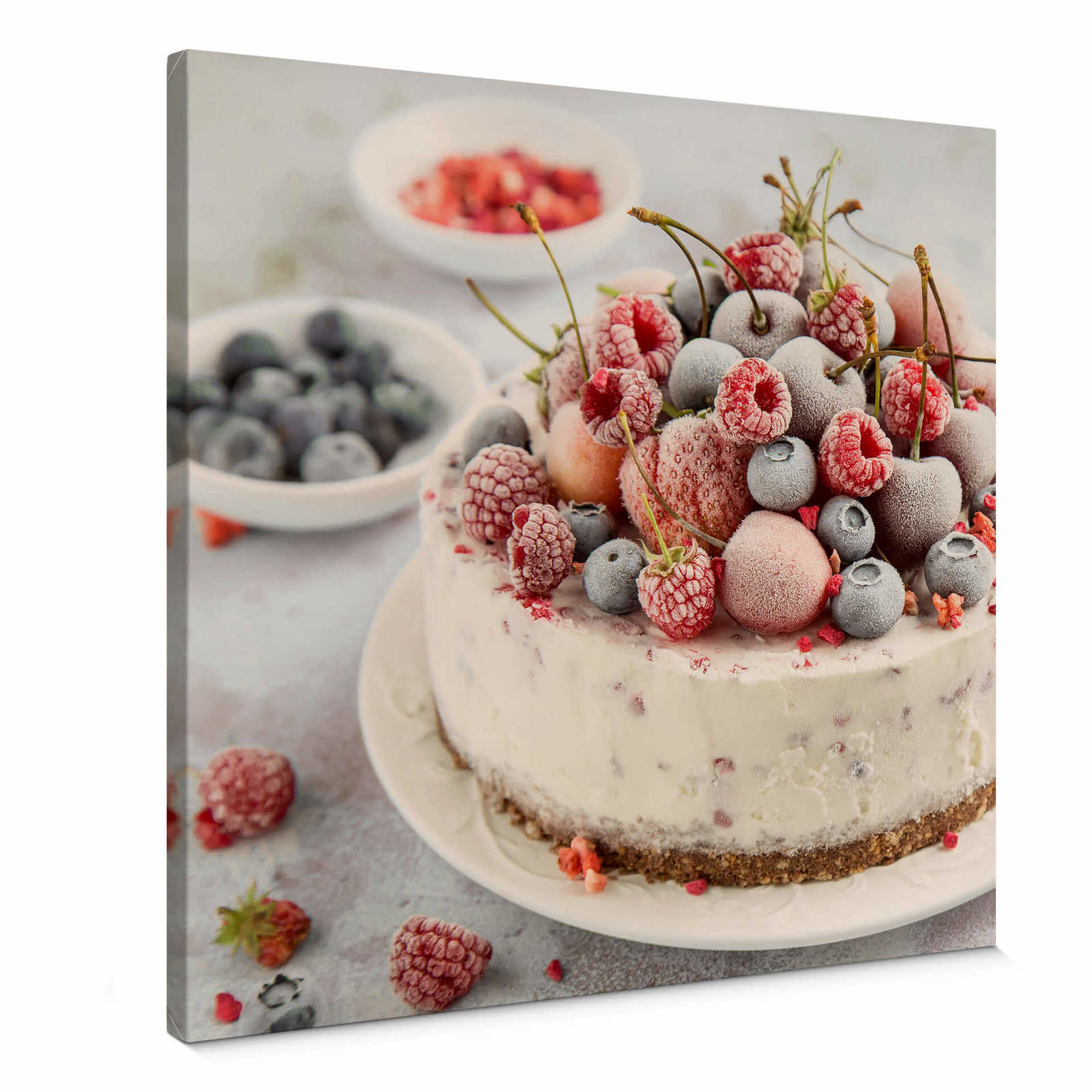         Square canvas print cake with berries – coloured
    