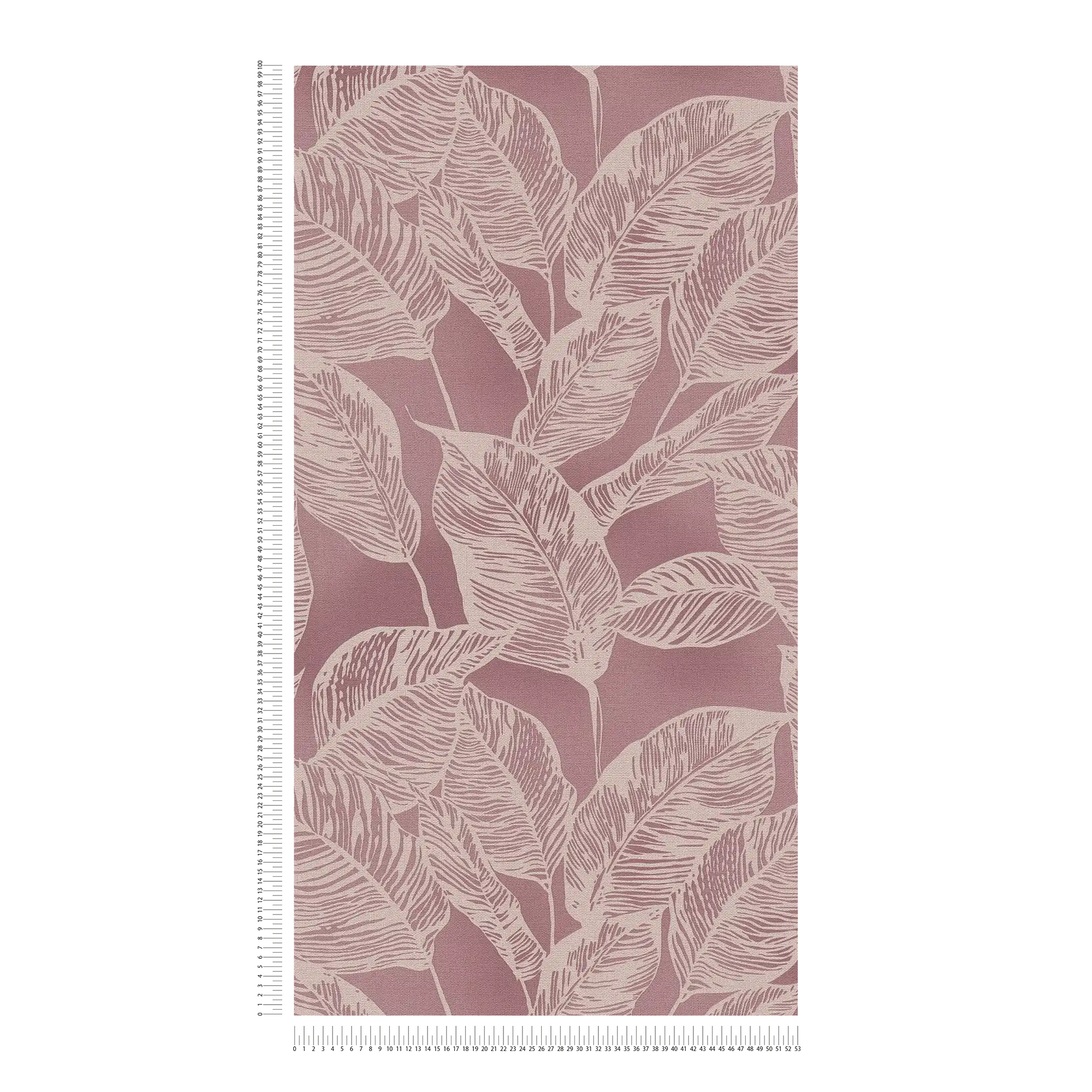             Papel pintado tejido-no tejido sin PVC con motivo de hojas - rosa, crema
        