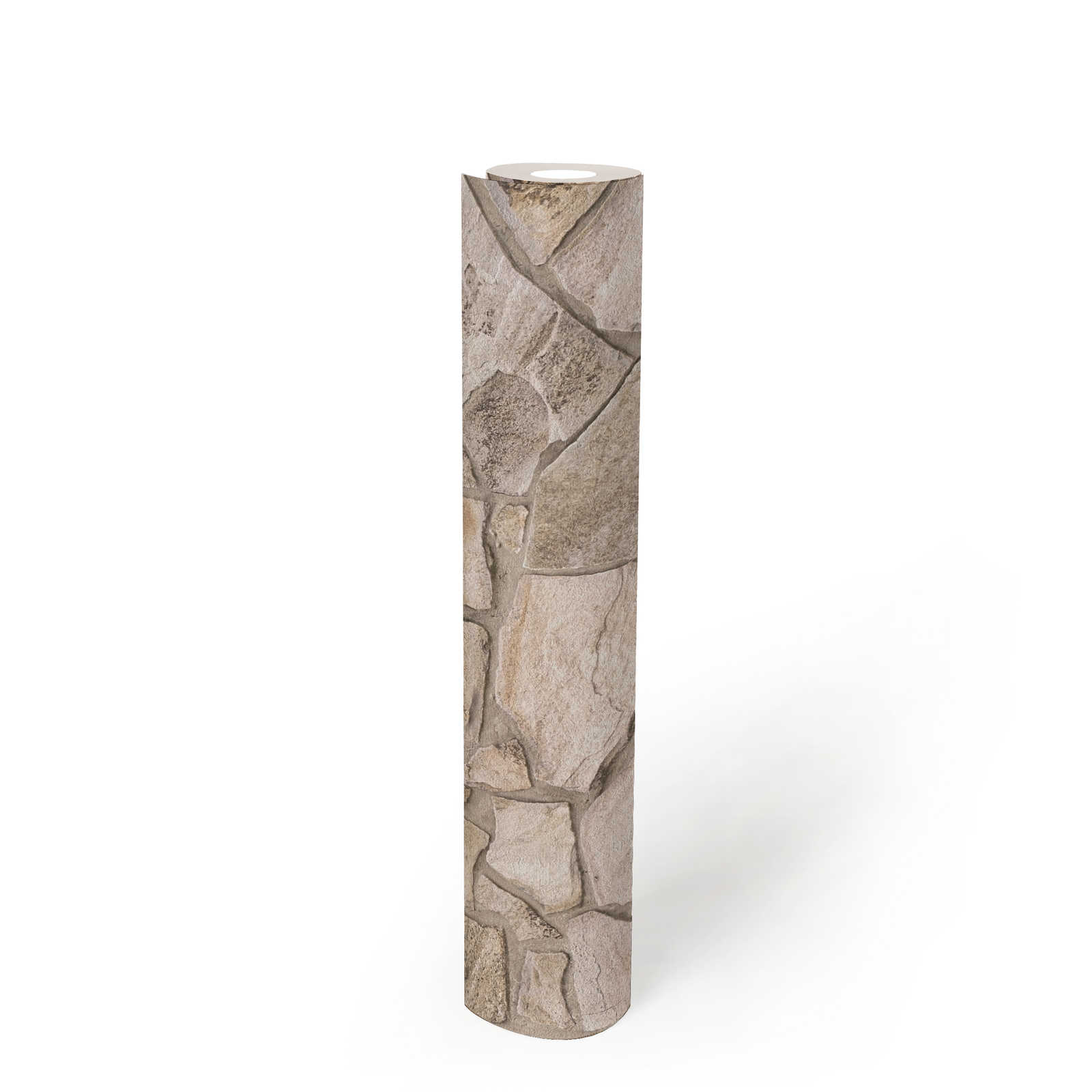             Papier peint intissé imitation pierre avec maçonnerie 3D - beige, gris, marron
        