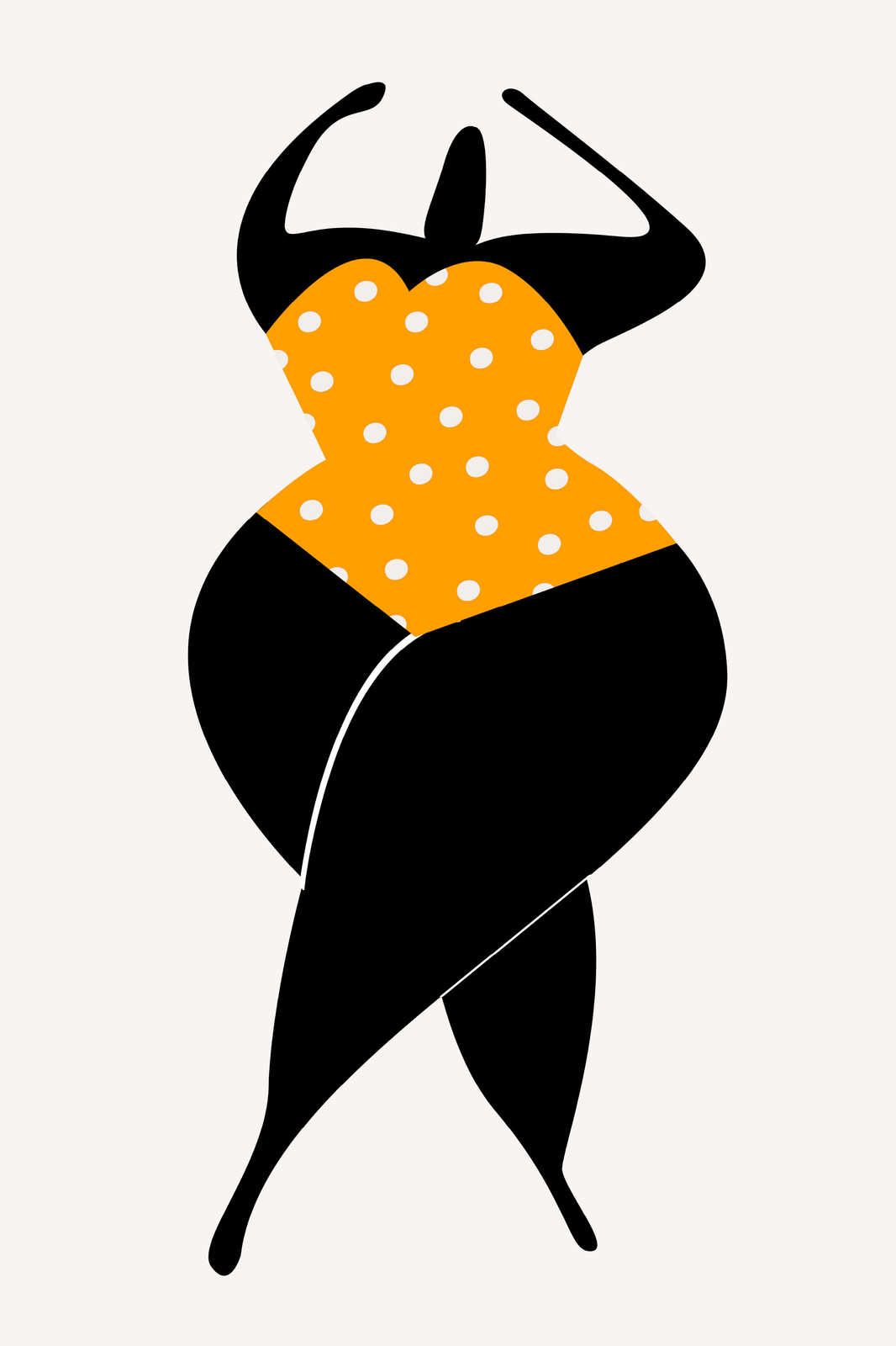             Kunst canvas afbeelding Vrouwenfiguur in zwemkleding | geel - 0,90 m x 0,60 m
        