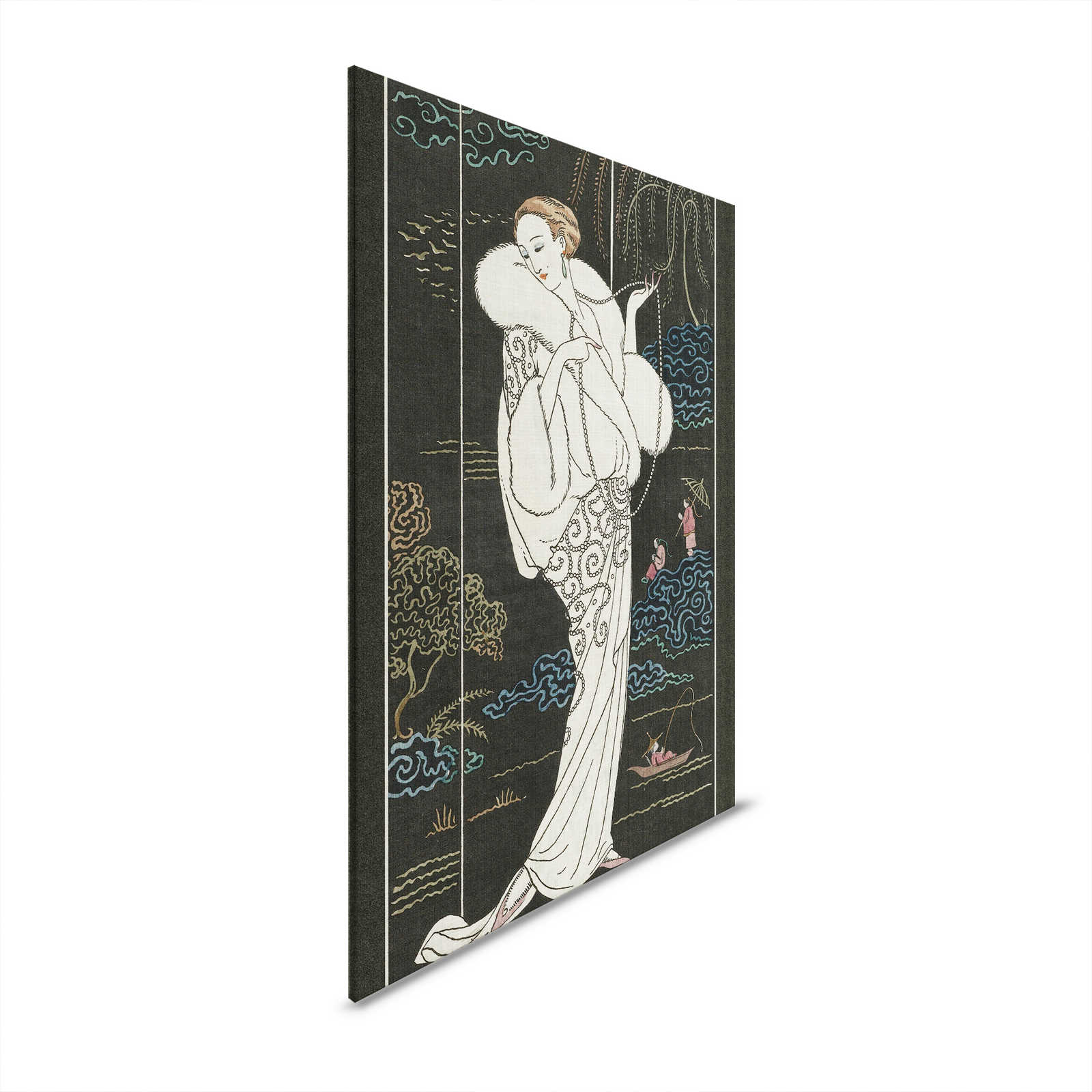 Adlon 3 - Canvas schilderij Lady in Fur Asian Design - 0,80 m x 1,20 m
