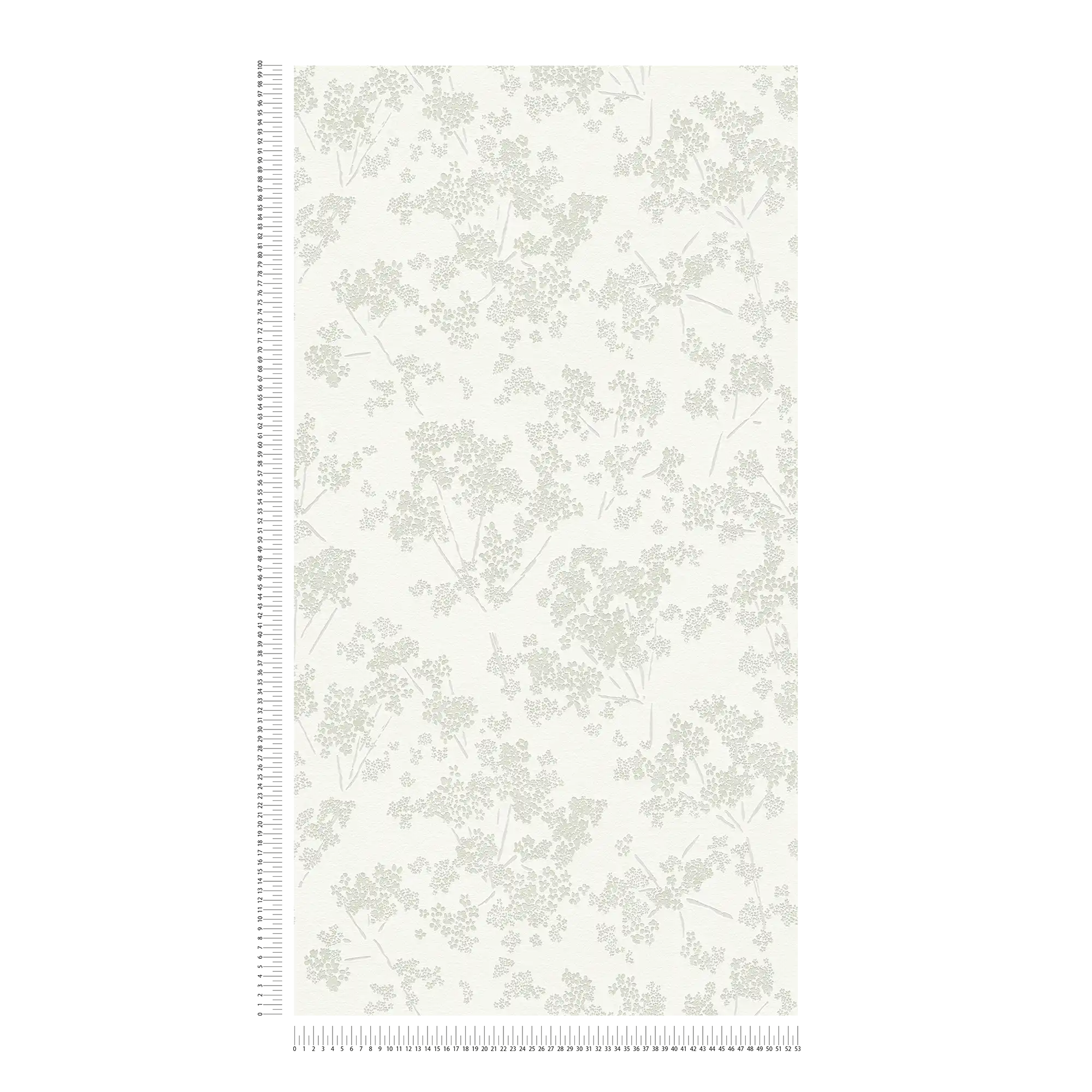             Vliesbehang met bloemenmotief - wit, groen, grijs
        