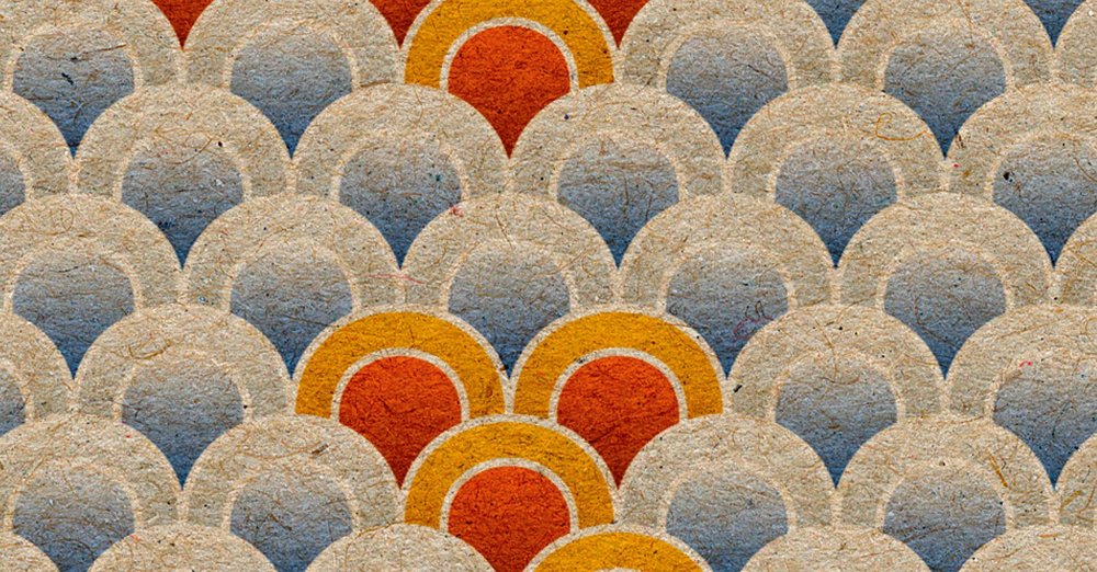             Koi 3 - Abstracte Koivijver als digitale print op kartonnen structuur - Beige, Oranje | Premium Smooth Vliesbehang
        