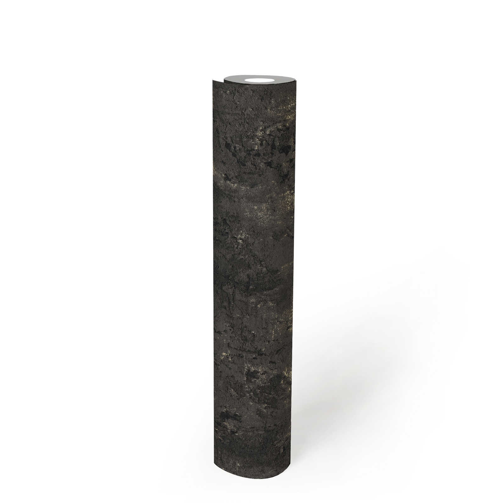             Papel pintado con textura negra y aspecto de hormigón rústico
        