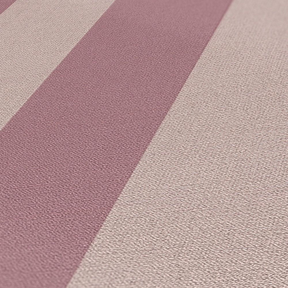             Papel pintado a rayas sin PVC con aspecto de lino - morado, gris
        