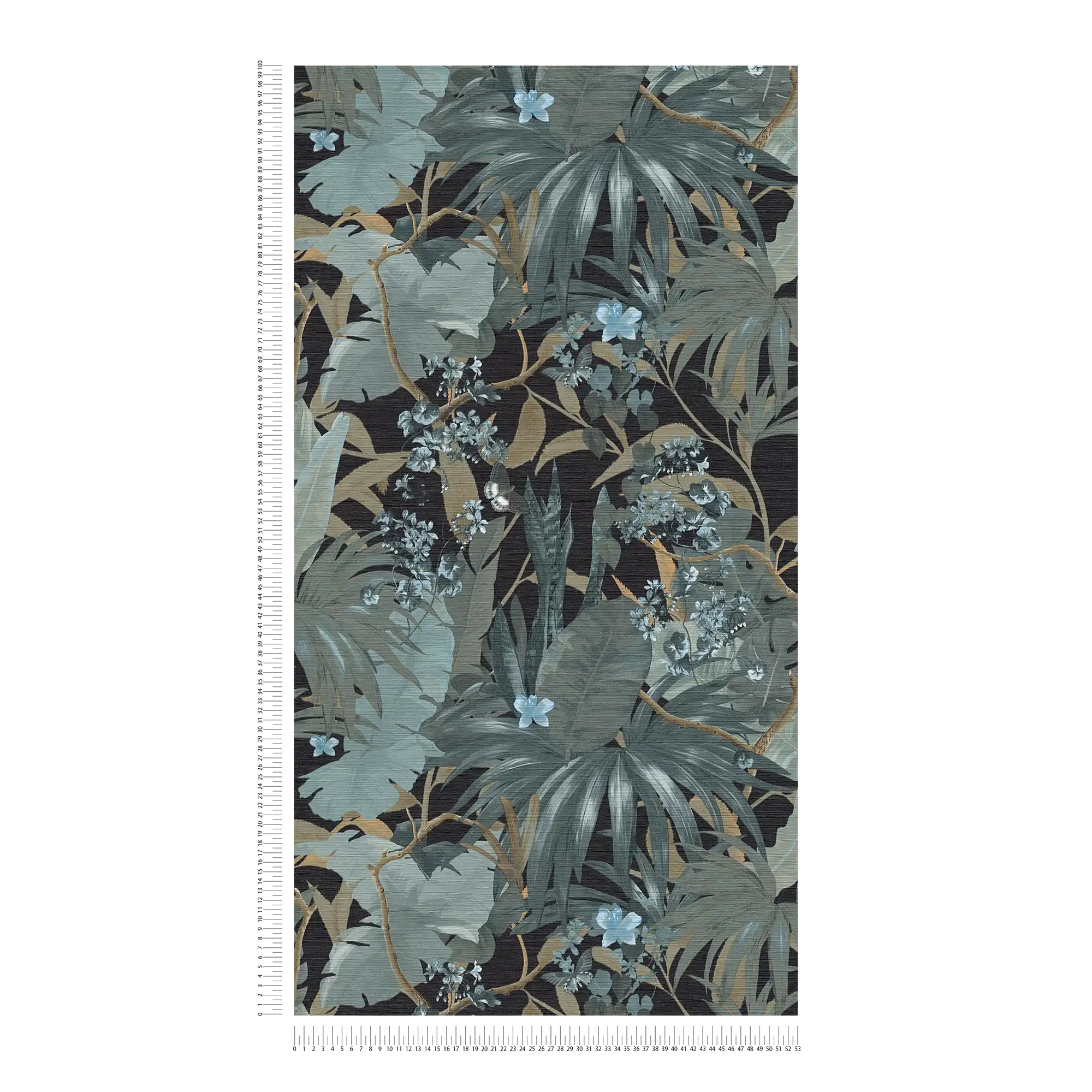             behang jungle design met bladmotief - grijs, groen
        