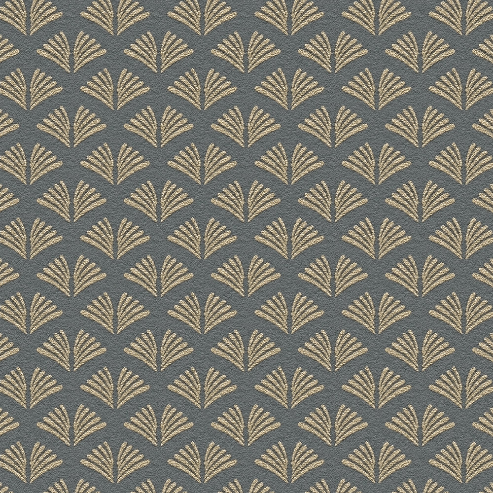             Pattern wallpaper with gold design & texture effect - metallic, black
        
