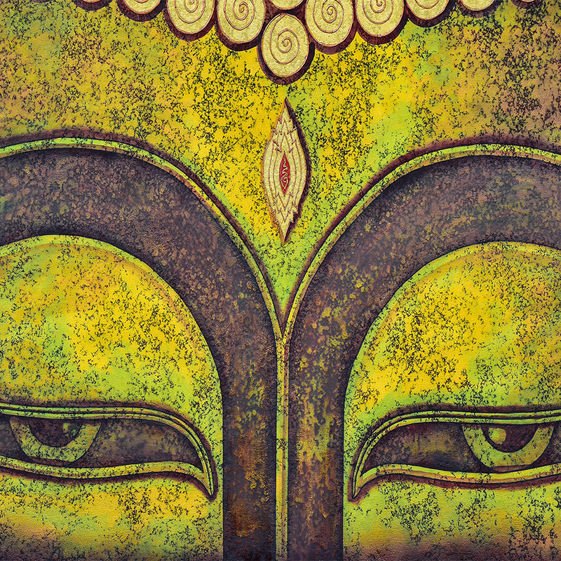 Detalle mural de cara de Buda - Tela sin tejer lisa mate
