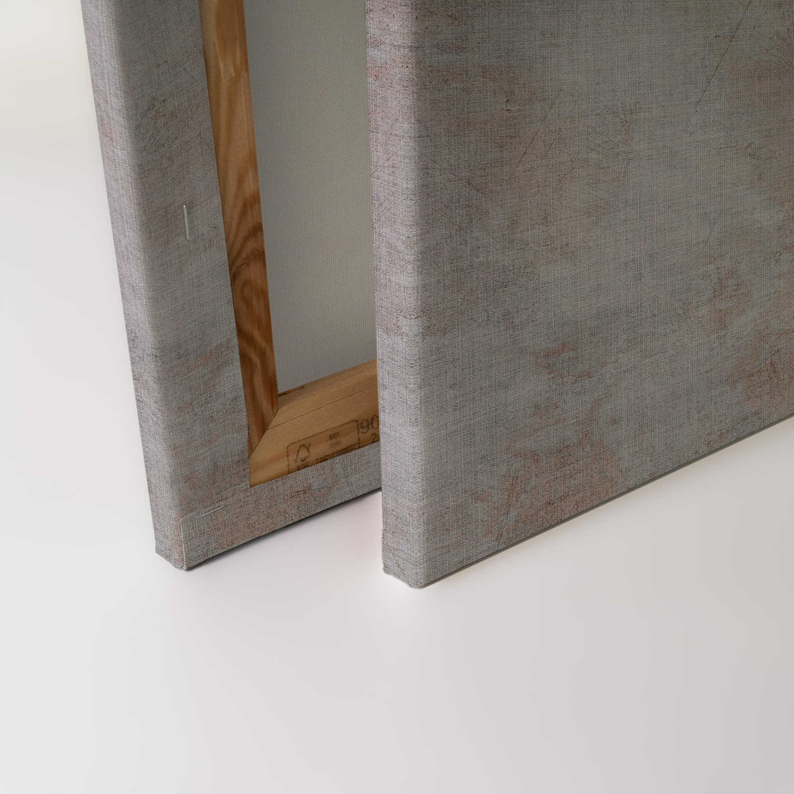             Big three 1 - Quadro in tela effetto cemento con lupo - struttura in lino naturale - 0,90 m x 0,60 m
        