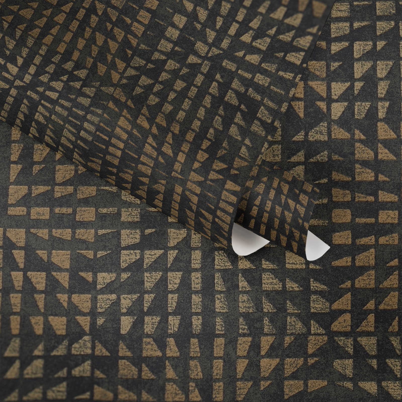             Ethno wallpaper with textured pattern & mosaic effect - black
        