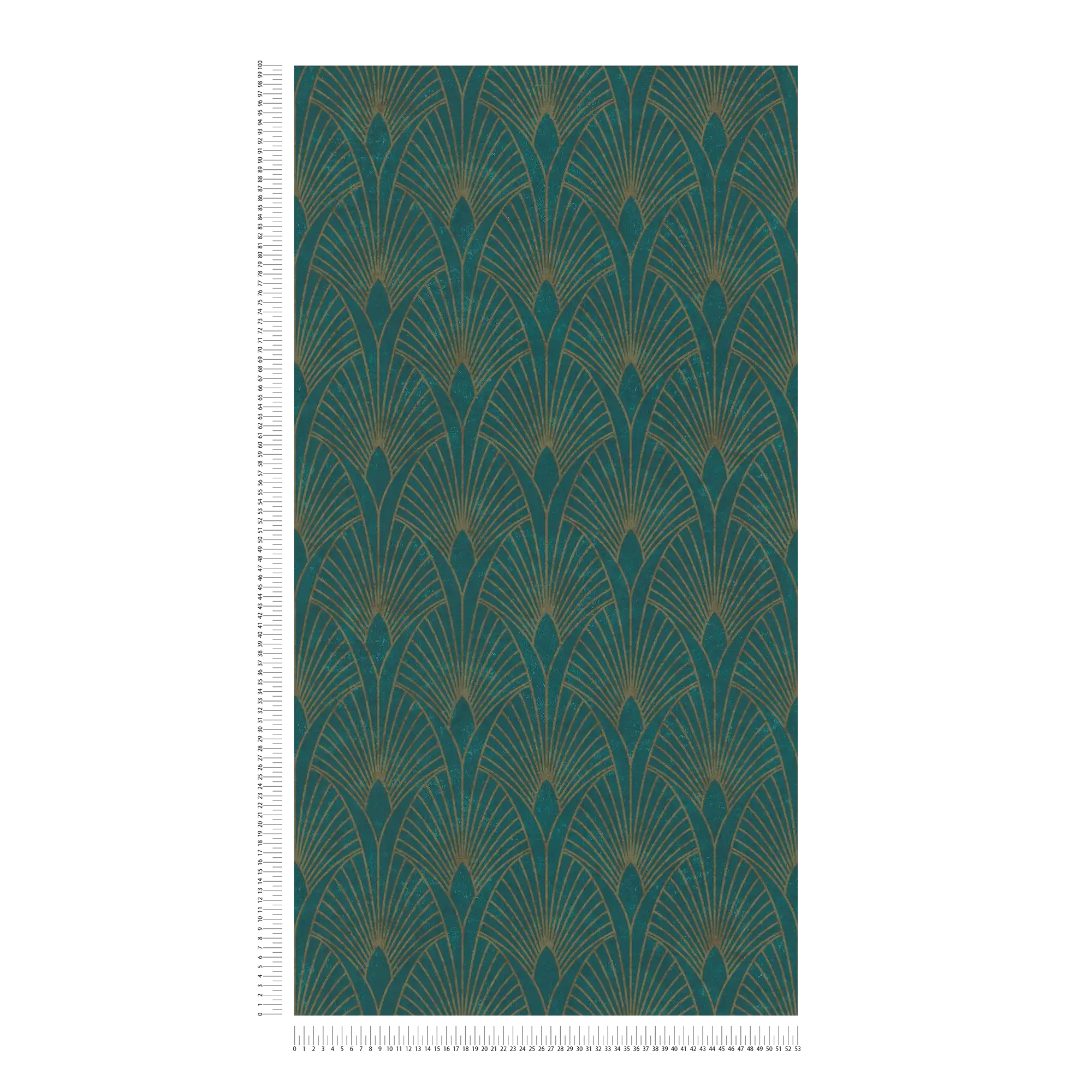             Self-adhesive wallpaper | Art Deco Design with Metallic Effect - Green, Metallic
        
