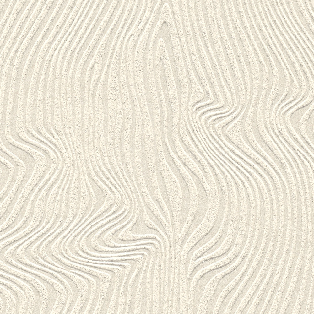             Papier peint uni avec motif de lignes organiques - beige
        