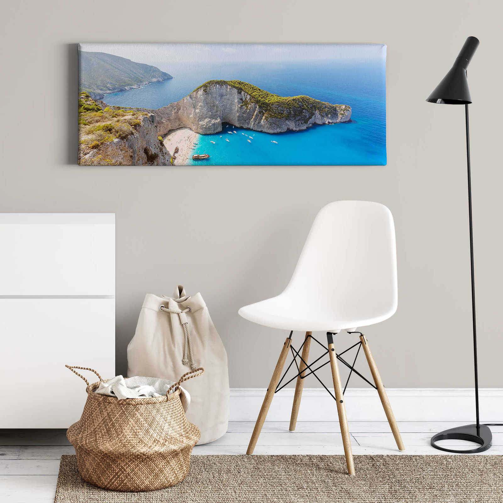             Panorama canvas print beach motif in blue and green
        