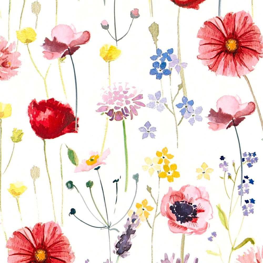             Flowers Wallpaper flowers watercolour - colourful, white
        