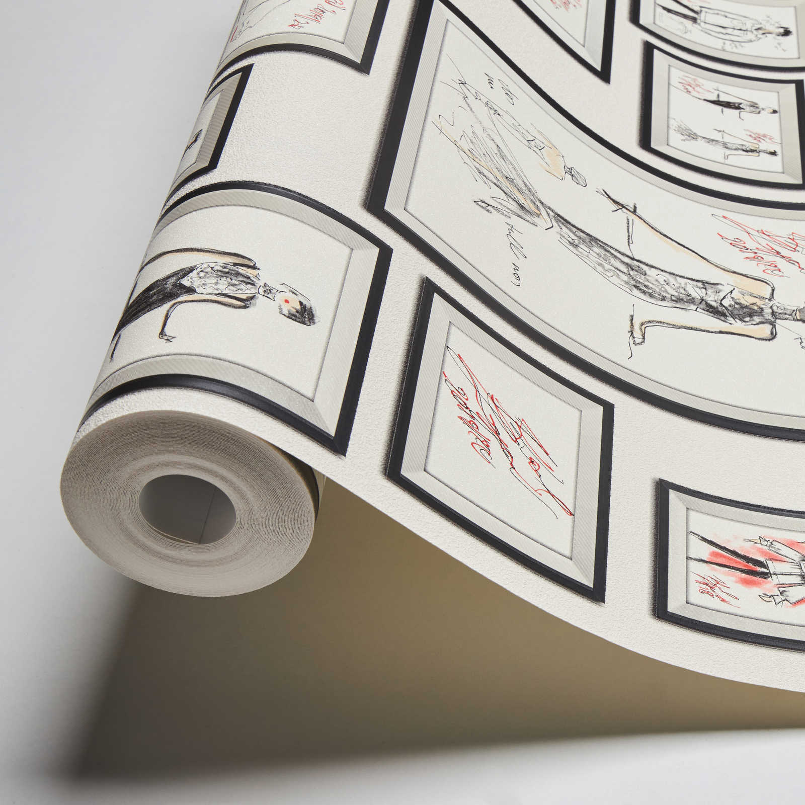             Karl LAGERFELD Carta da parati in tessuto non tessuto con disegni di moda - bianco, nero
        