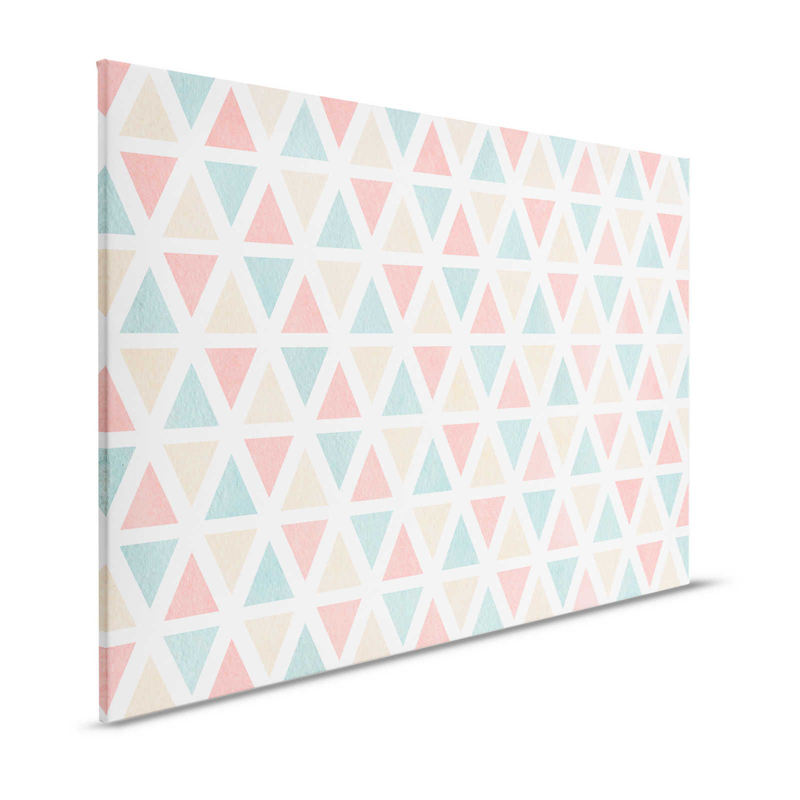 Lienzo con motivo gráfico de triángulos de colores - 120 cm x 80 cm
