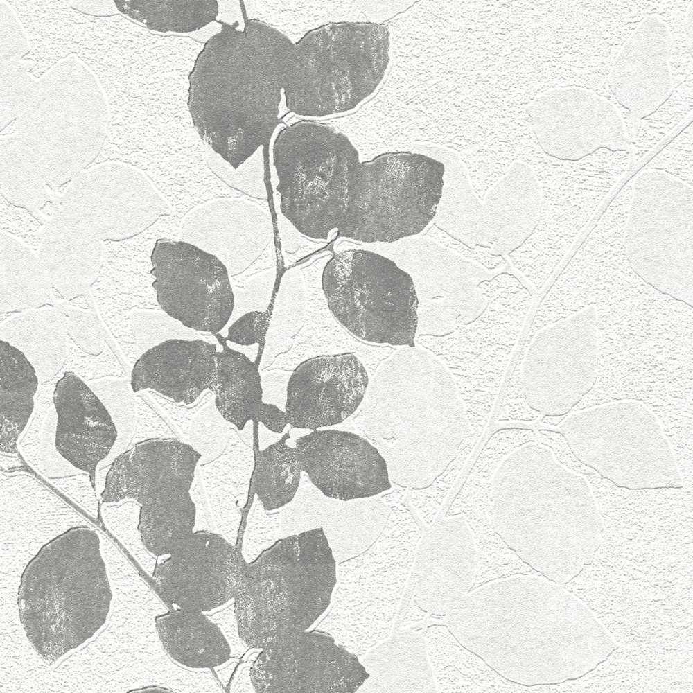             Papel pintado de diseño de la naturaleza con efecto de hojas y estructura - crema
        