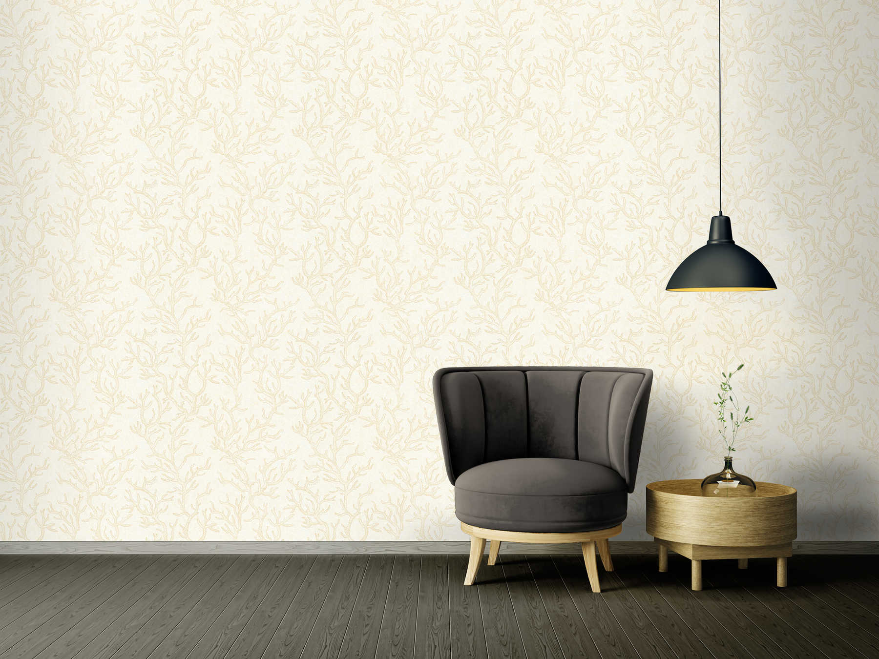             VERSACE wallpaper with coral & gold effect - cream, metallic
        