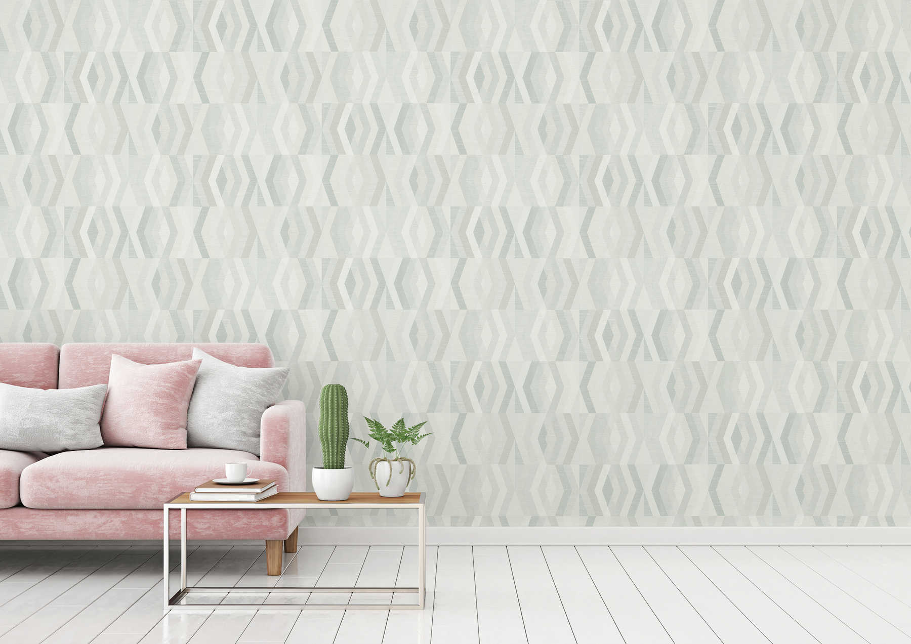             Behang in Scandinavische stijl met geometrisch patroon - grijs, beige
        