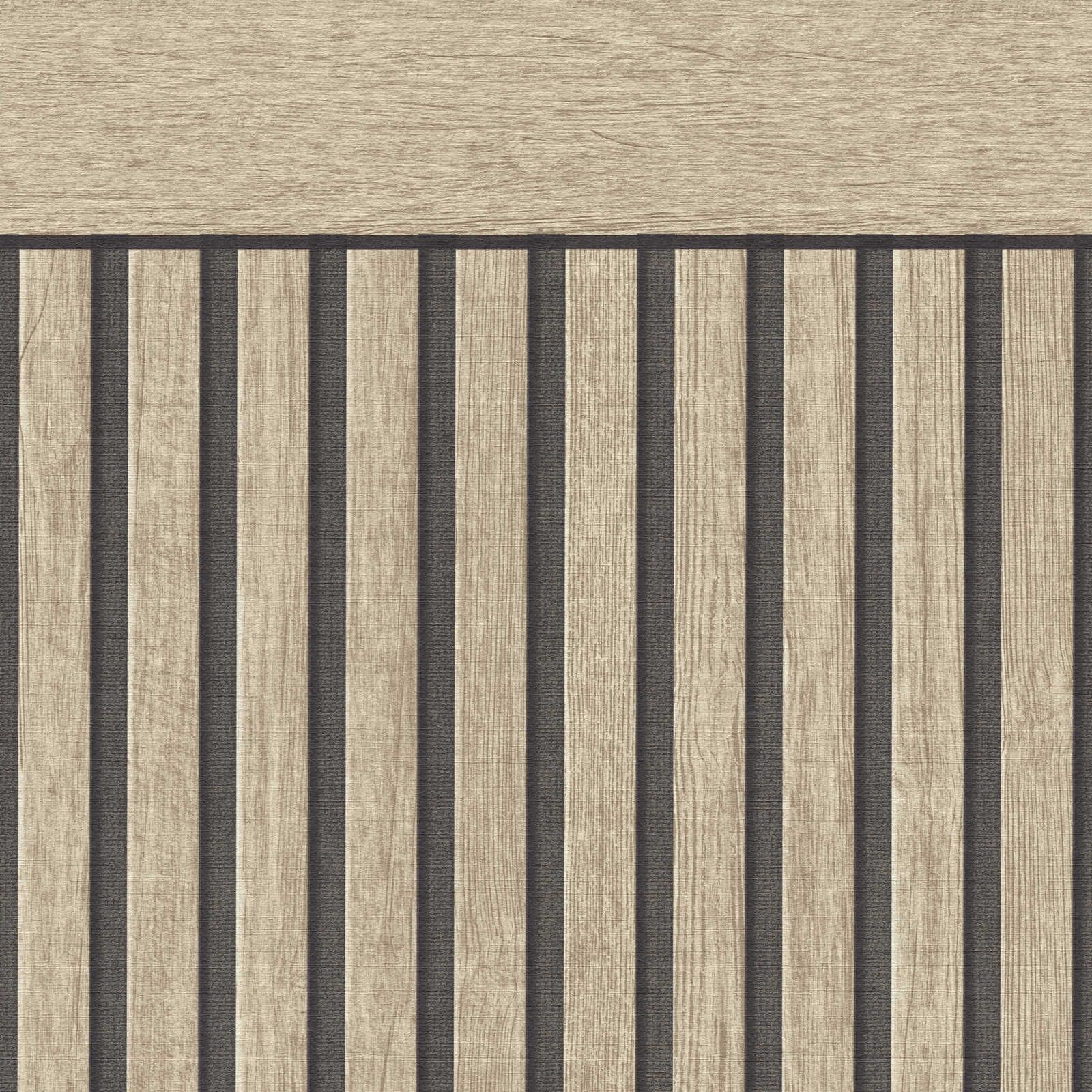         Non-woven wall panel with realistic acoustic panel pattern made of wood - beige, cream
    