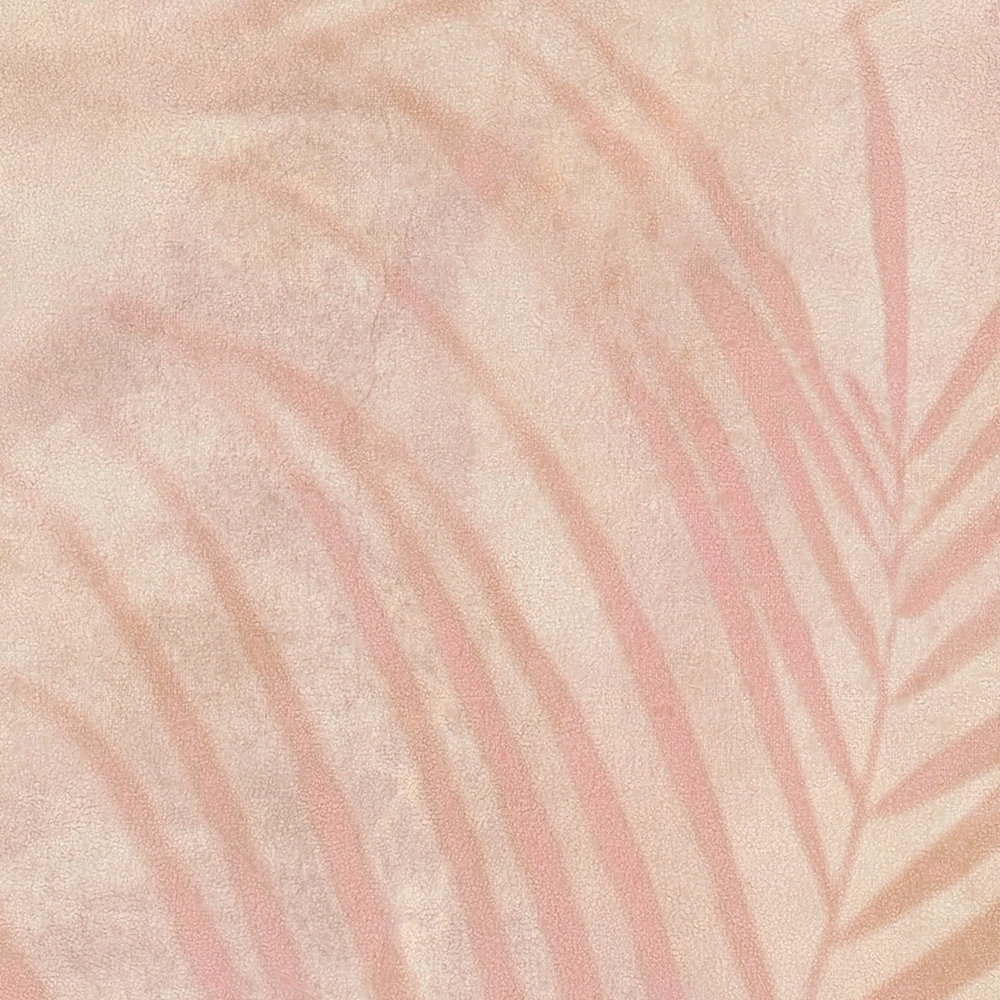             Papier peint Motif palmier en lin - rose, beige, crème
        