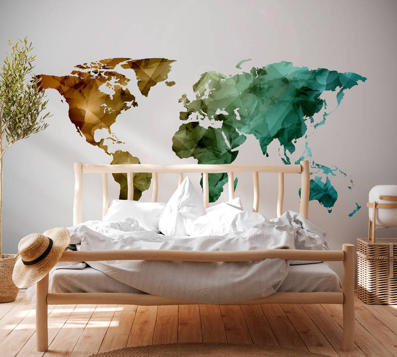             Mappa del mondo composta da elementi grafici - Colorata, bianca
        