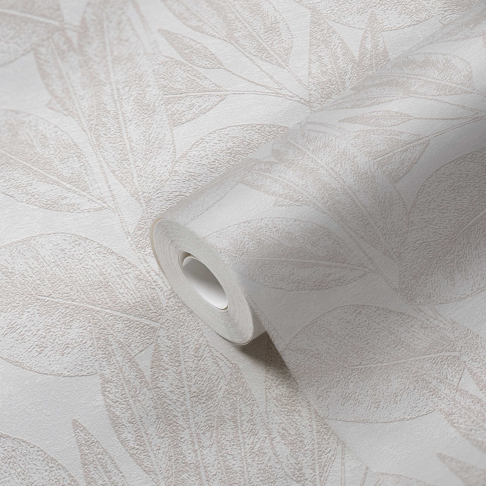             Vintage look leaf pattern wallpaper - beige
        