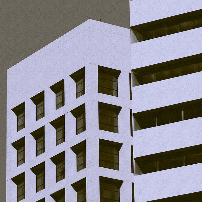Skyscraper 1 - Photo wallpaper with retro-style building in Raupuz structure - Black, Taupe | Matt smooth fleece
