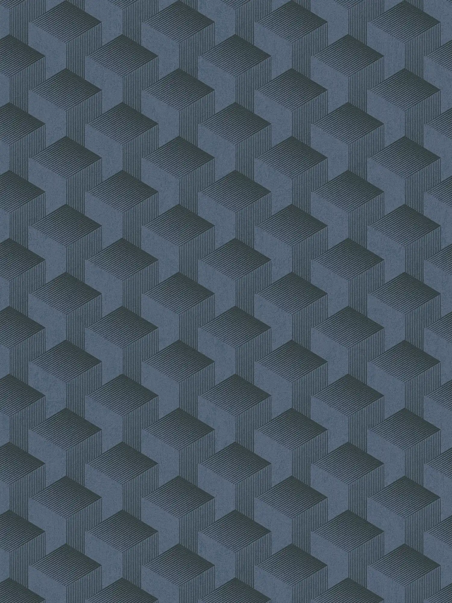 Grafisch behang met patroon in 3D mat - blauw, zwart
