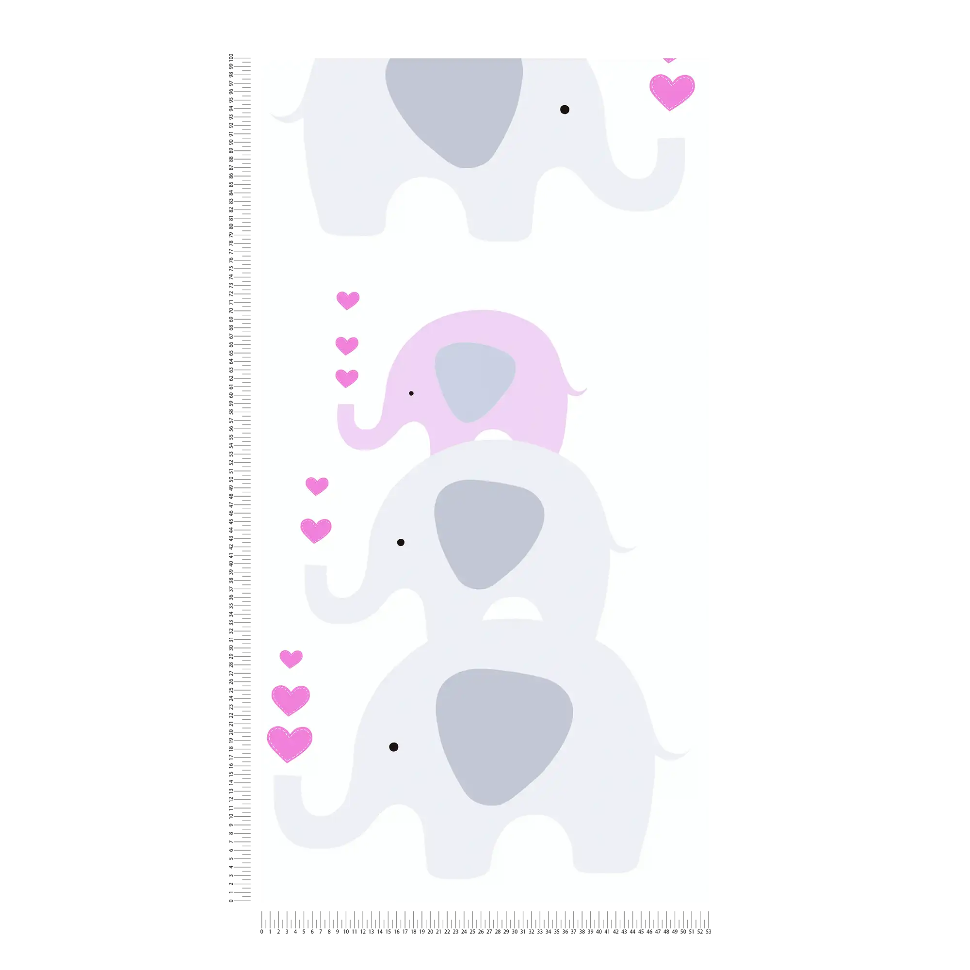             Nursery wallpaper girl elephant - pink, grey , white
        