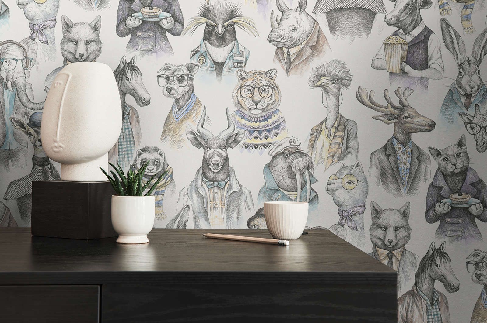             Papier peint intissé Le monde fabuleux des animaux de New-Walls - crème, multicolore
        