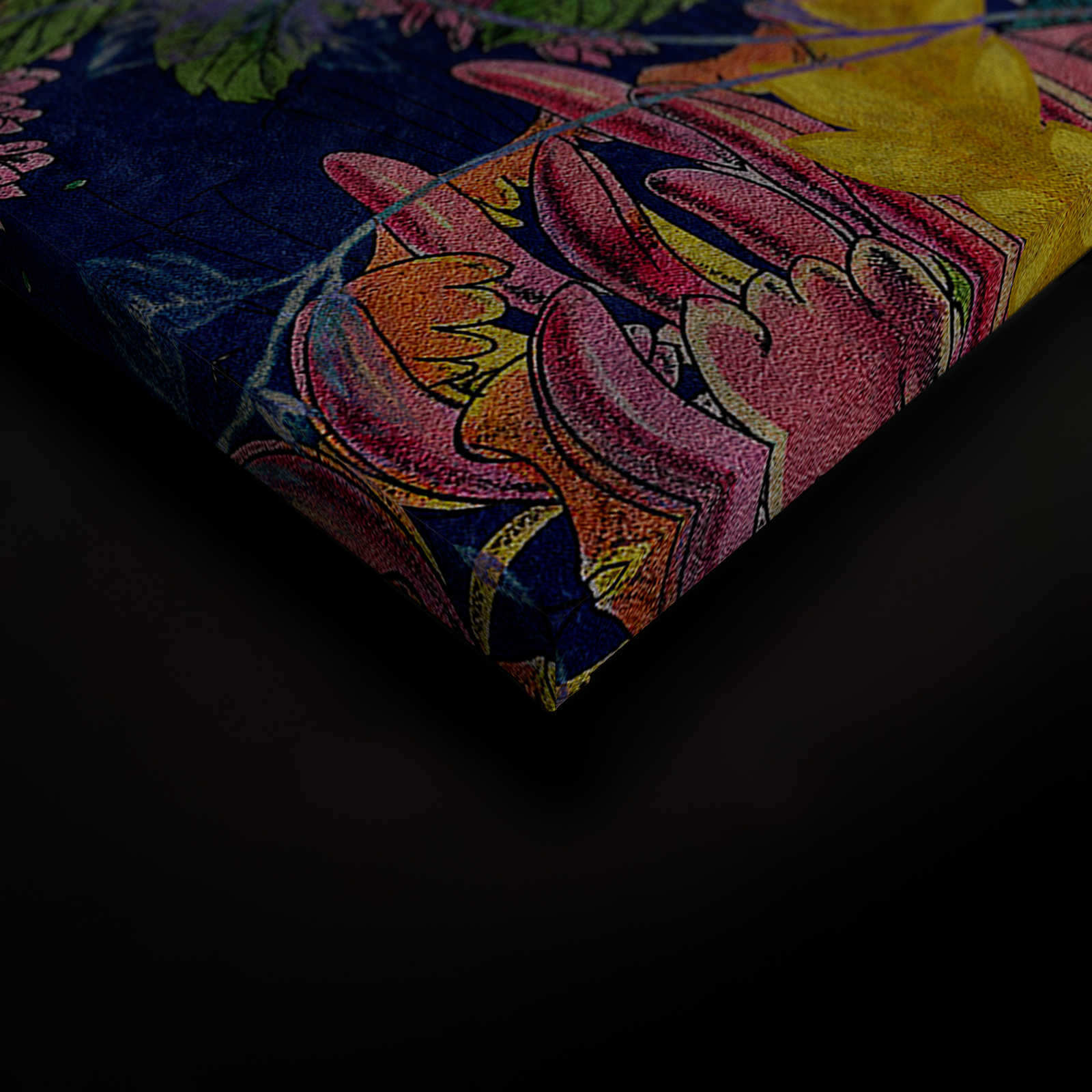             Tropical Hero 1 - Canvas painting Flowers & Parrot intense colours - 1,20 m x 0,80 m
        
