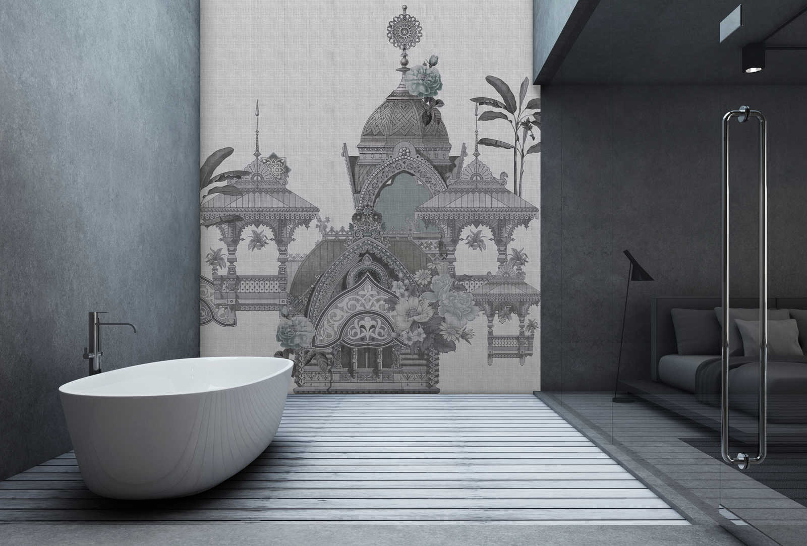             Jaipur 3 - Papier peint panoramique Inde décor fleurs & architecture
        