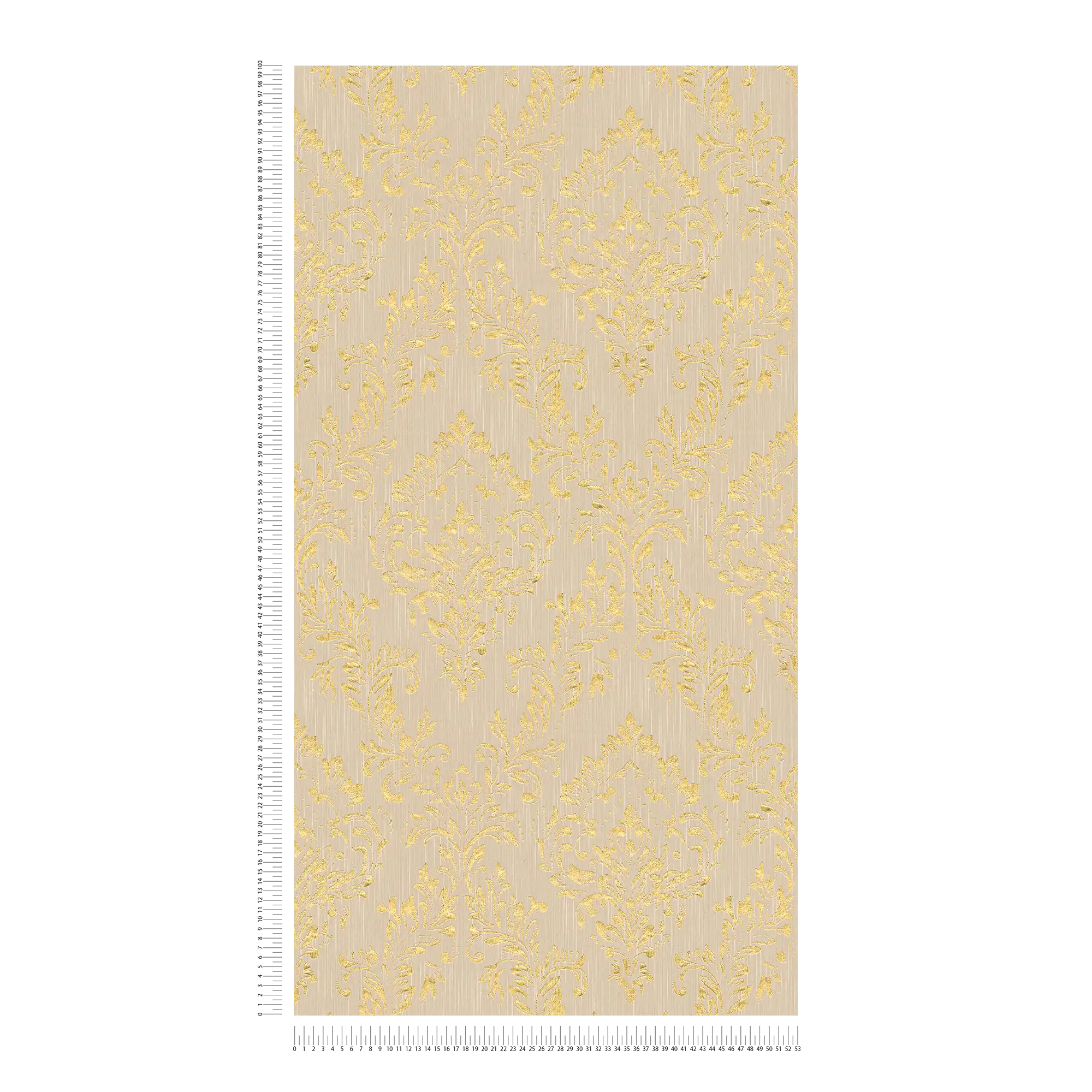             Ornament wallpaper floral with gold glitter effect - gold, beige
        