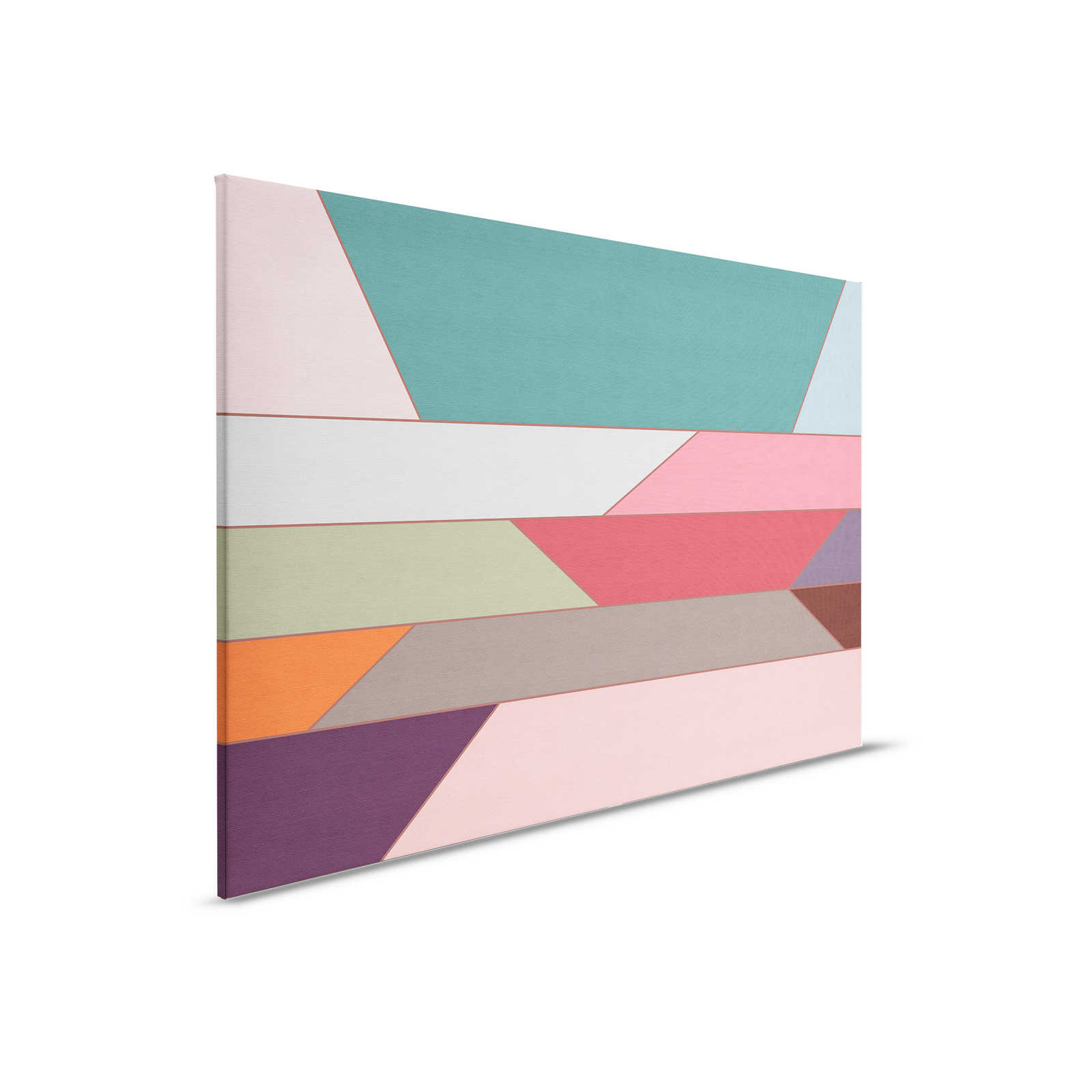         Geometry 2 - Canvas painting with colourful horizontal stripe pattern in ribbed structure - 0.90 m x 0.60 m
    