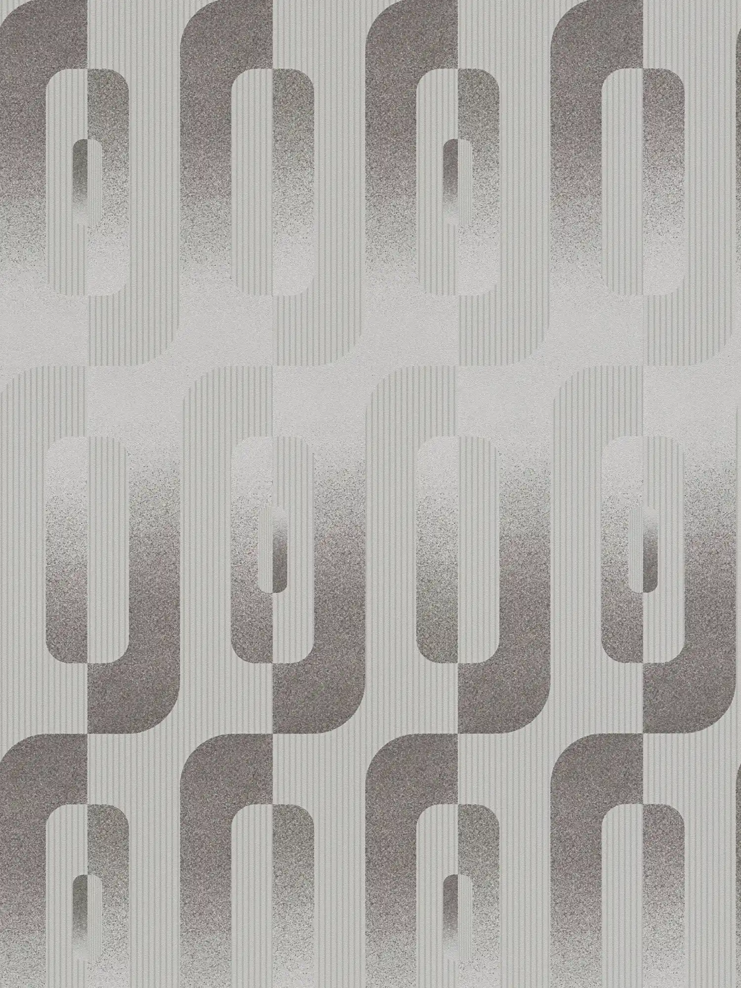 Graphic wallpaper with Reto pattern in grey and silver
