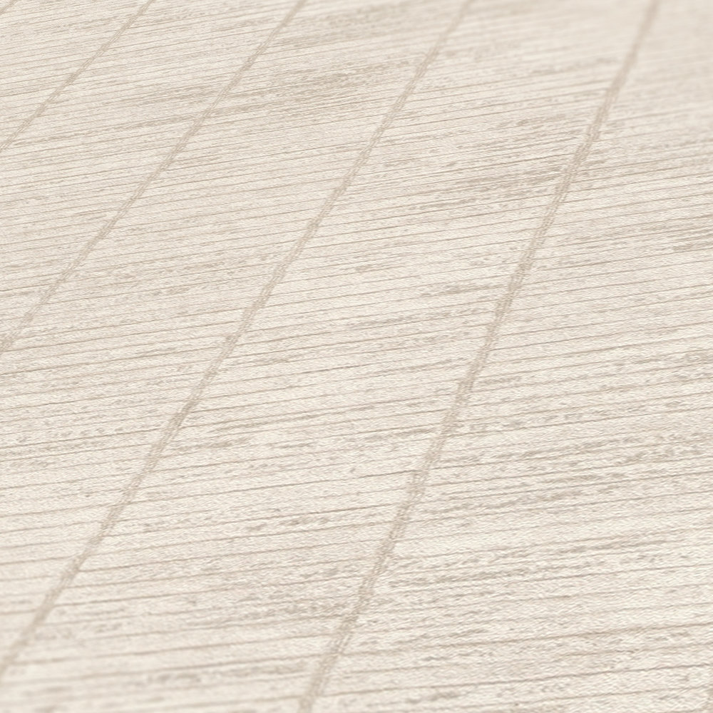             Japandi vliesbehang in bamboemuur-look - crème
        