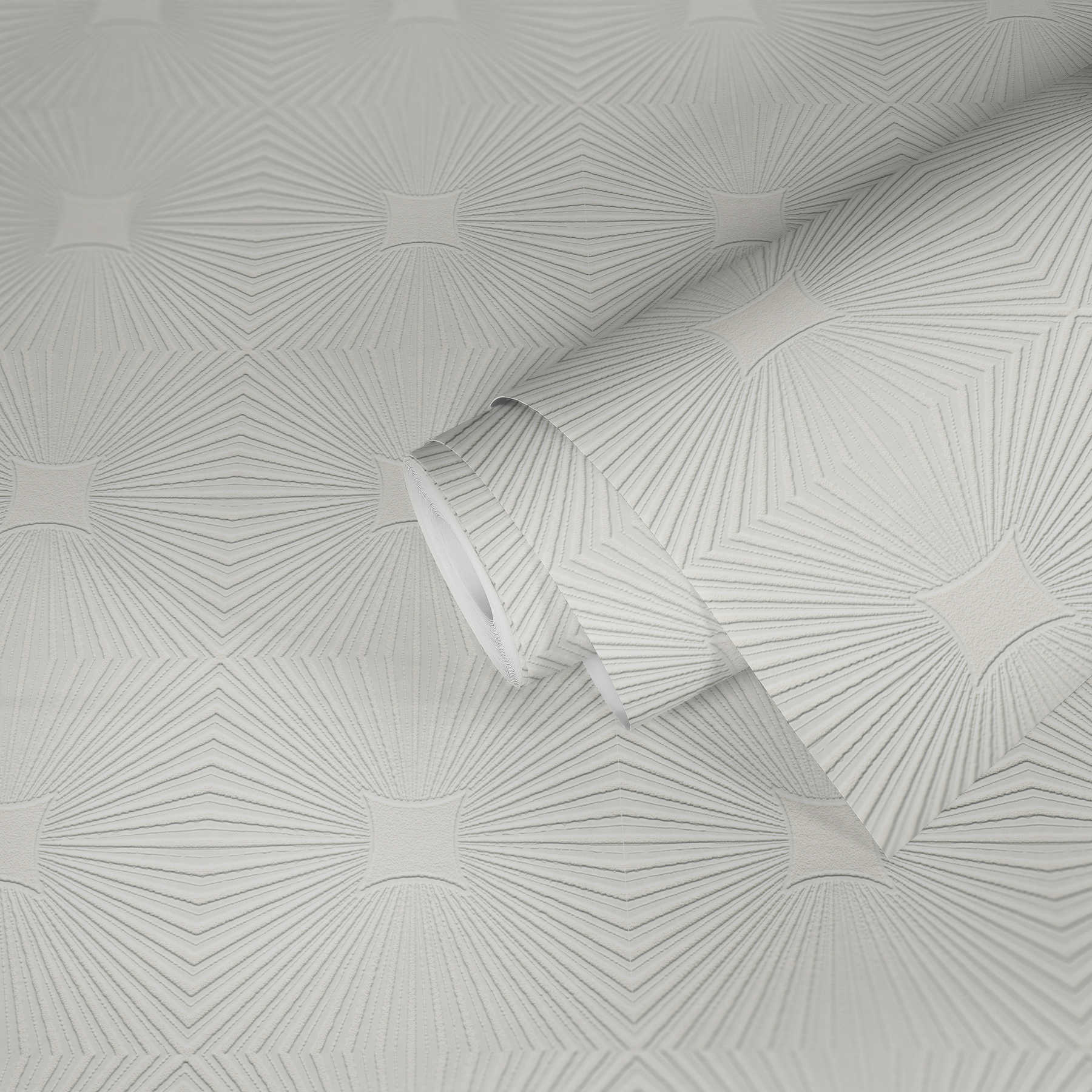             Papier peint blanc avec motif 3D structuré Retro
        