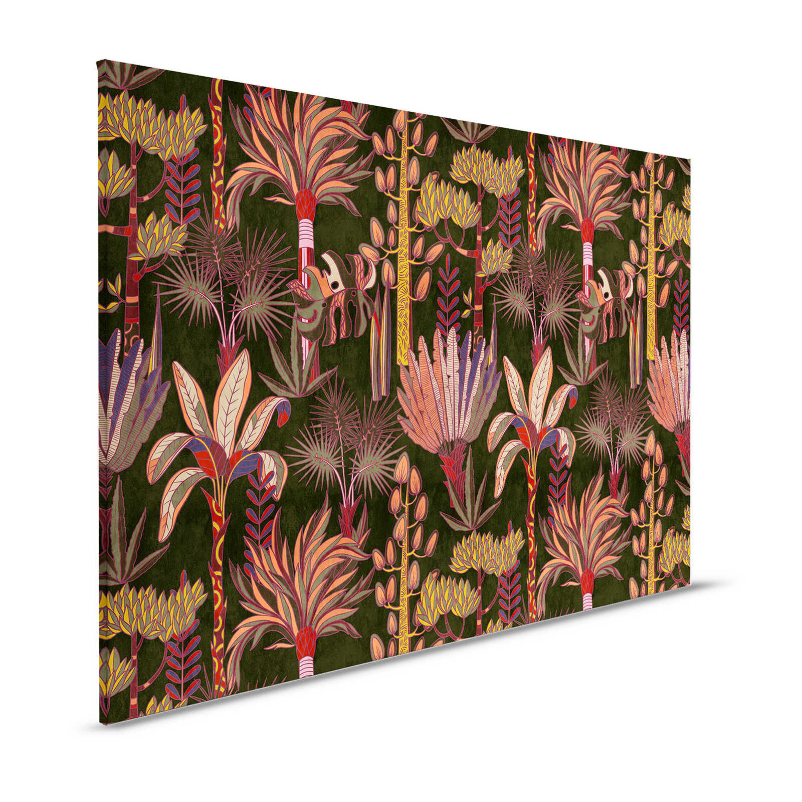 Lagos 1 - Cuadro lienzo palmeras estilo gráfico colorido en aspecto textil - 1,20 m x 0,80 m
