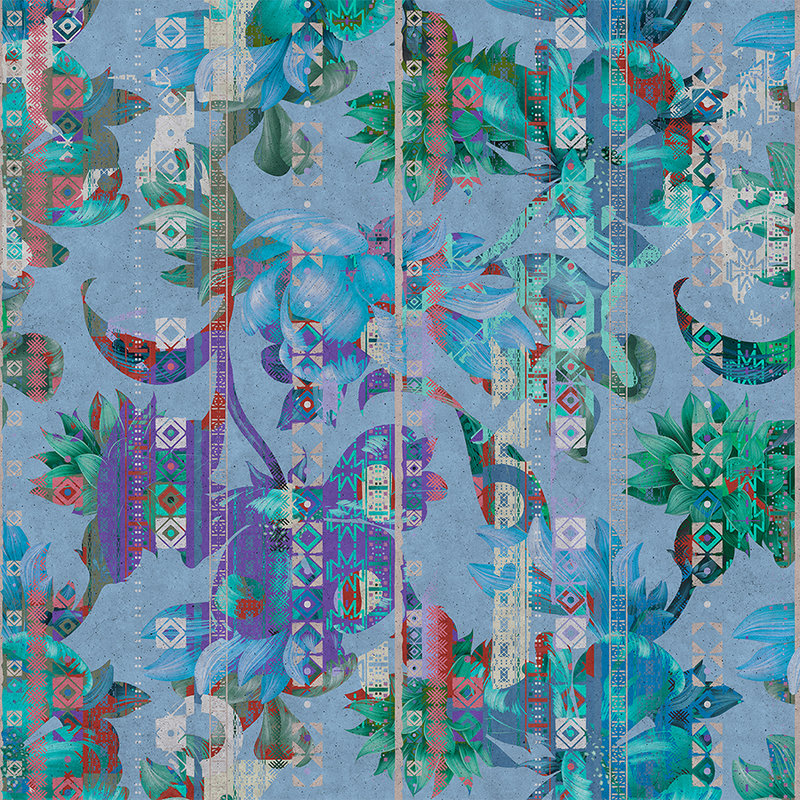         Photo wallpaper birds and plants pattern - Blue, Green
    