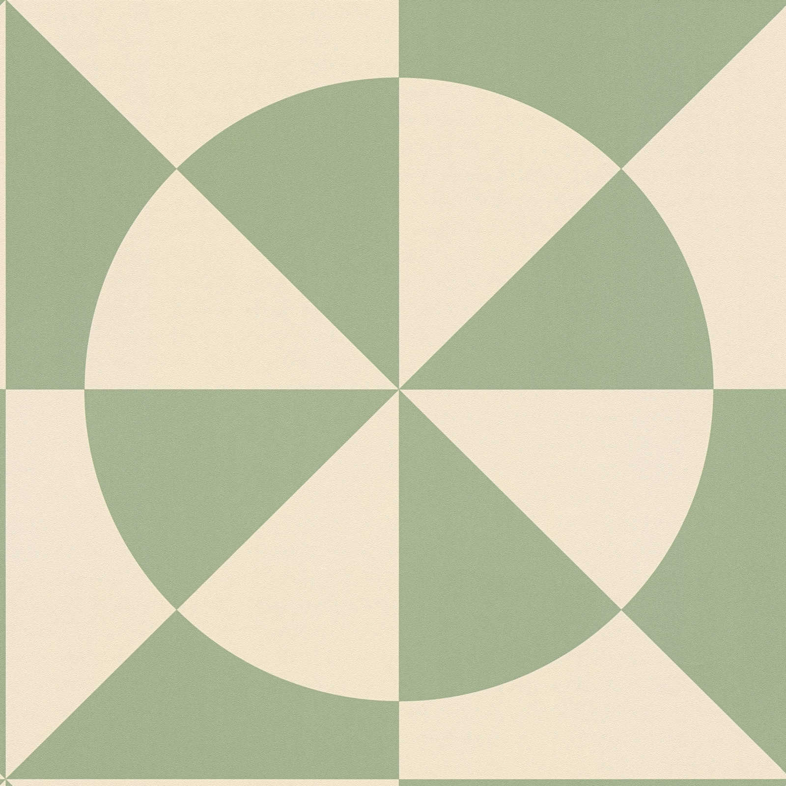             Vliesbehang met cirkelmotief & geometrische vormen - beige, groen
        