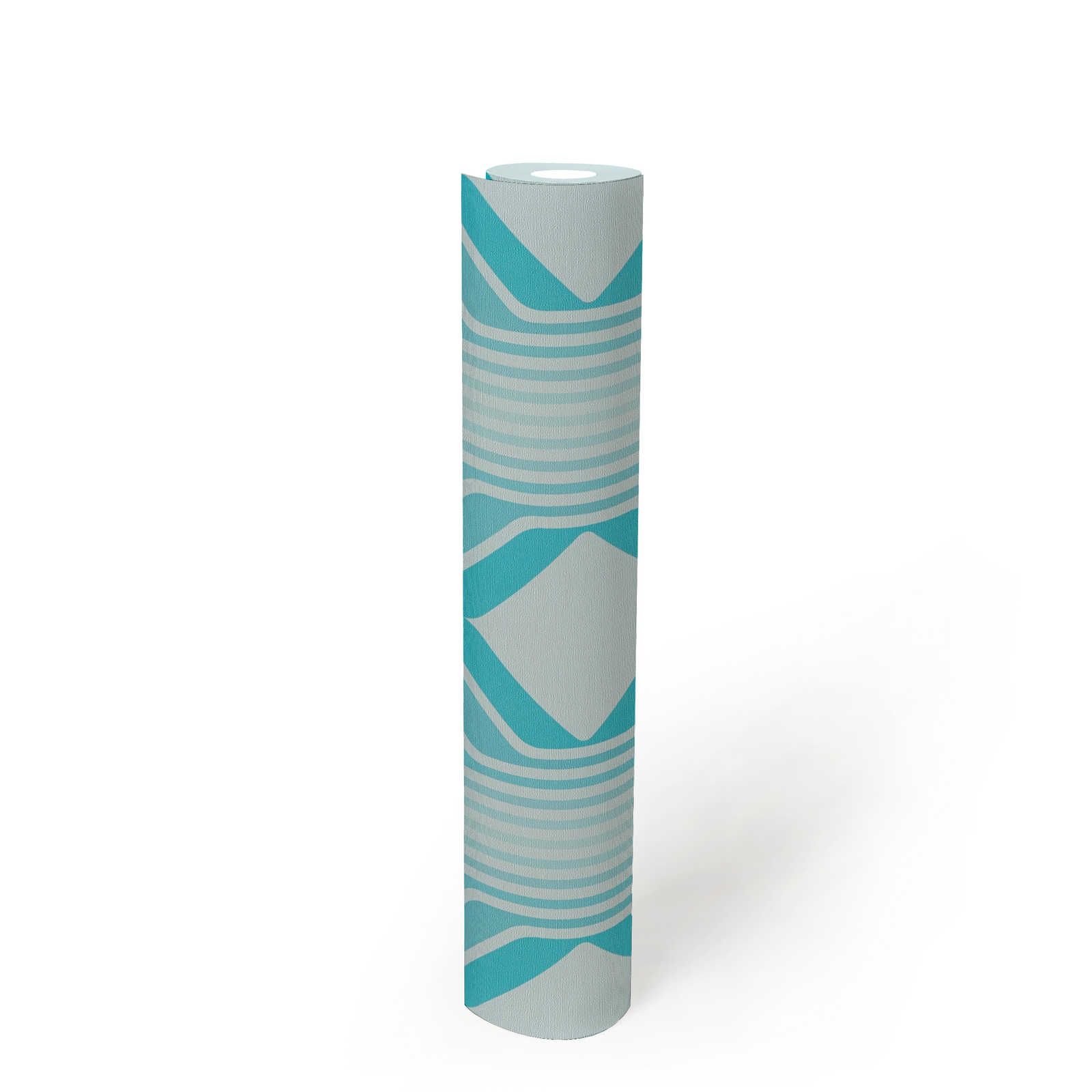             Motif losange sur papier peint intissé rétro - bleu, bleu clair, turquoise
        