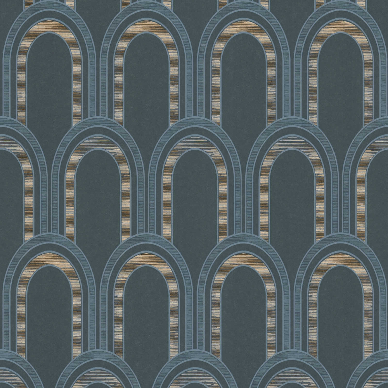         Wallpaper with bow pattern and glossy effect - petrol, blue, gold
    