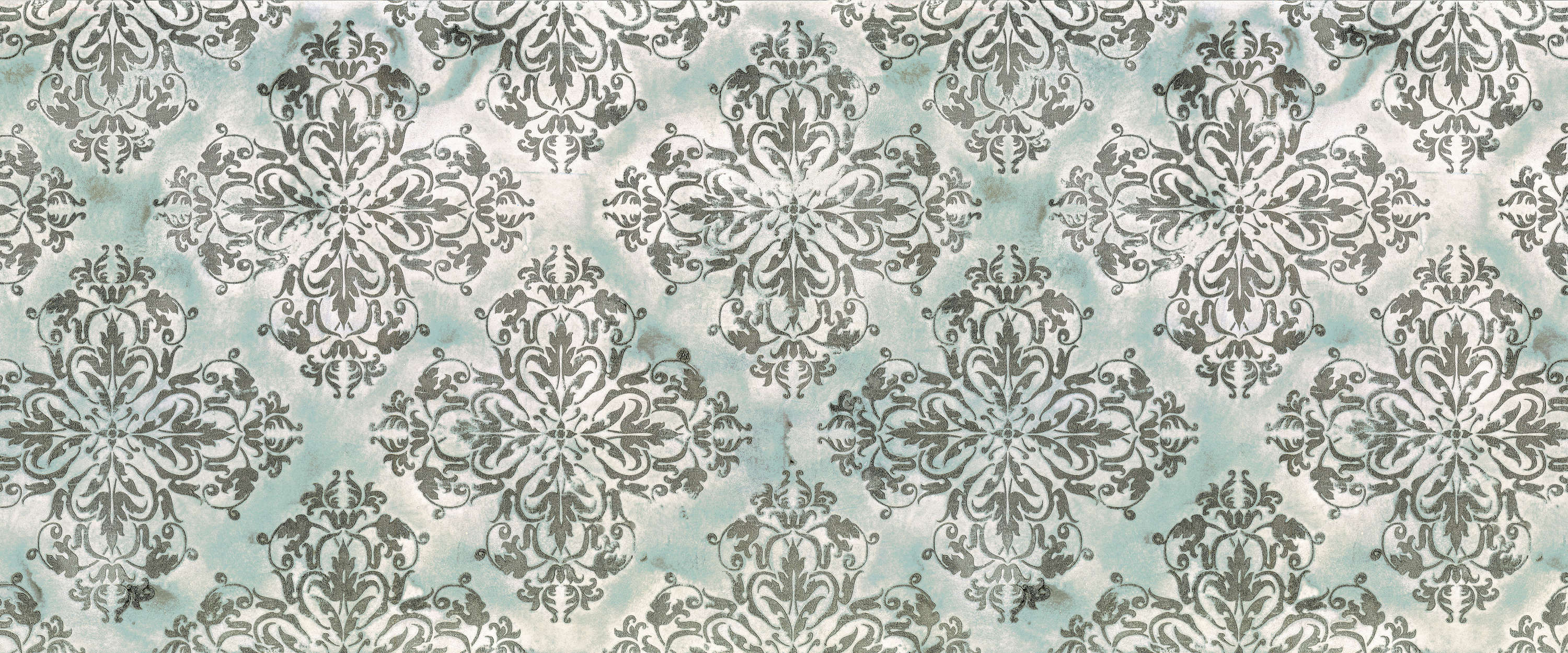             Photo wallpaper grey blue with ornament pattern & watercolour colours
        